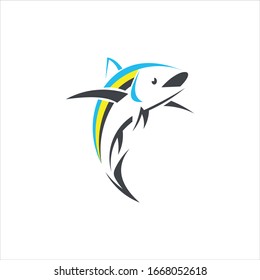 fishing fish vector logo character graphic modern abstract