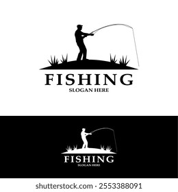 fishing fisherman logo vector template