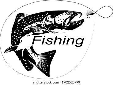 Fishing. Fisherman and trout.Fishing logo.Fishing theme vector illustration. Isolated on white