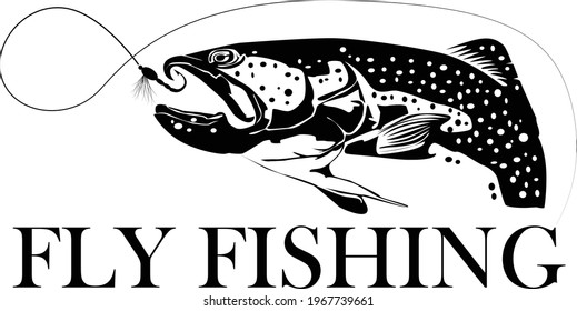Fishing. Fisherman and trout.Fishing logo.Fishing theme vector illustration. Isolated on white