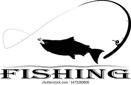 Fishing. Fisherman,clip art black fishing on white background - Vector