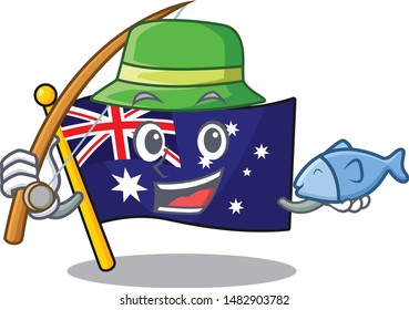 Fishing flag australia in the character shape