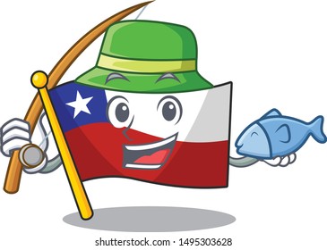 Fishing flag chile mascot in character drawer
