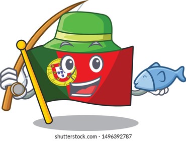 Fishing flag portugal with the mascot shape