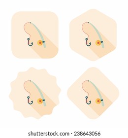 fishing flat icon with long shadow, eps10