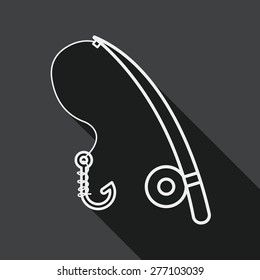 fishing flat icon with long shadow, line icon
