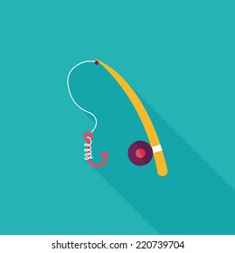 fishing flat icon with long shadow,eps10