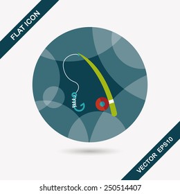 fishing flat icon with long shadow,eps10