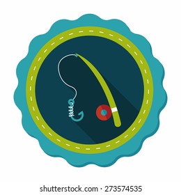 fishing flat icon with long shadow,eps10
