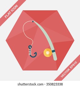 fishing flat icon with long shadow,eps10