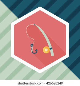 fishing flat icon with long shadow,eps10