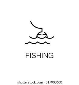 Fishing flat icon. Single high quality outline symbol of recreation for web design or mobile app. Thin line signs of fishing for design logo, visit card, etc. Outline pictogram of fishing