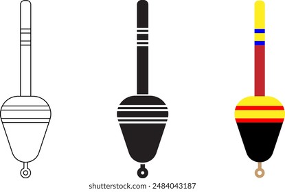 fishing float or bobber icon set