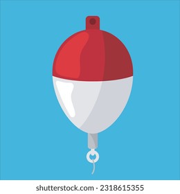 Fishing float. Fishing buoy floating on water. Colorful bobber float icon. Vector illustration flat design. Isolated on background.