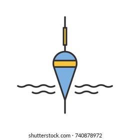 Fishing float color icon. Bobber. Angling equipment. Isolated vector illustration