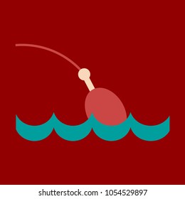 Fishing float flat icon with color background.