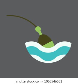 Fishing float flat icon with color background.