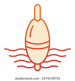 Fishing float flat icon. Lure on water orange icons in trendy flat style. Tackle on waves gradient style design, designed for web and app. Eps 10