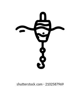 fishing float with hooks line vector doodle simple icon
