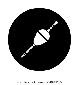 Fishing float icon. Black icon isolated on white background. Round icon. Fishing float silhouette. Simple circle icon. Web site page and mobile app design vector element.