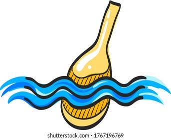 Fishing float icon in color drawing. Sport leisure water sea lake river bobber equipment