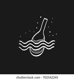 Fishing float icon in doodle sketch lines. Sport leisure water sea lake river equipment
