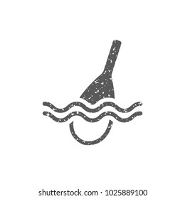 Fishing float icon in grunge texture. Vintage style vector illustration.