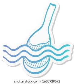 Fishing float icon in sticker color style. Sport leisure water sea lake river bobber equipment