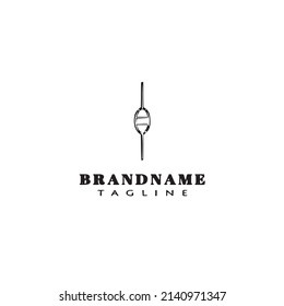 logotipo de flotación de pesca caricatura plantilla de diseño de icono negro vector aislado moderno