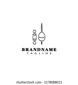 logotipo de flotación de pesca caricatura plantilla de diseño de icono negro vector aislado moderno