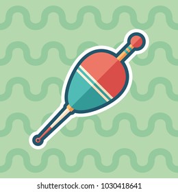 Fishing float sticker flat icon with color background.