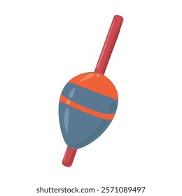 Fishing float. Tackle bobber for hobby fishing. Vector image in orange and blue.