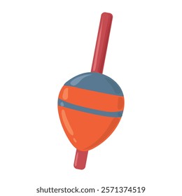 Fishing float. Tackle bobber for hobby fishing. Vector image in orange and blue.