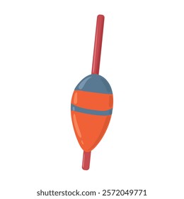 Fishing float. Tackle bobber for hobby fishing. Vector image in orange and blue.