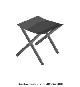 Fishing folding chair icon in black monochrome style isolated on white background vector illustration