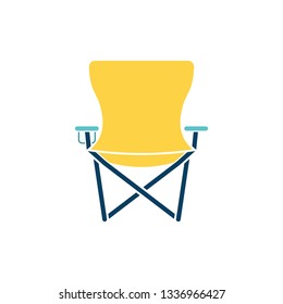 Fishing Folding Chair Icon. Flat Color Design. Vector Illustration.