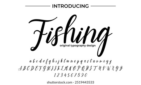 Fishing Font Stylish brush painted an uppercase vector letters, alphabet, typeface