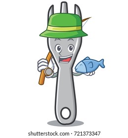 Fishing fork character cartoon style
