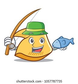 Fishing fortune cookie mascot cartoon