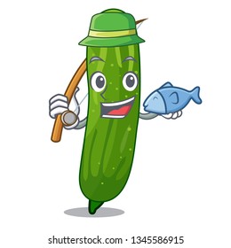 Fishing fresh cucumber isolated in the cartoon
