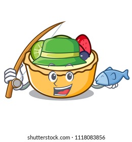 Fishing fruit tart mascot cartoon