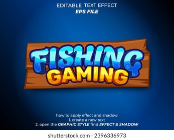 fishing game text effect, font editable, typography, 3d text for games. vector template