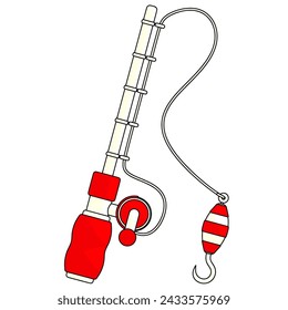 Fishing gear element. Vector illustration with spring season theme. Editable vector element.