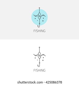 fishing gear logo set