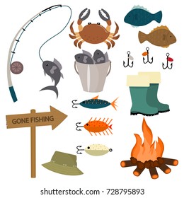 Fishing gear vector graphics
