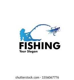 fishing girl logo icon for girl sport community or sport