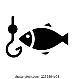 fishing glyph icon illustration vector graphic