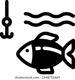 Fishing Glyph Icon - Single Icon, Vector