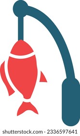 Fishing Glyph Two Color Icon For Personal And Commercial Use.
