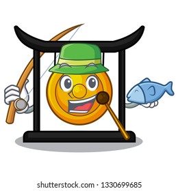Fishing golden gong isolated with the mascot